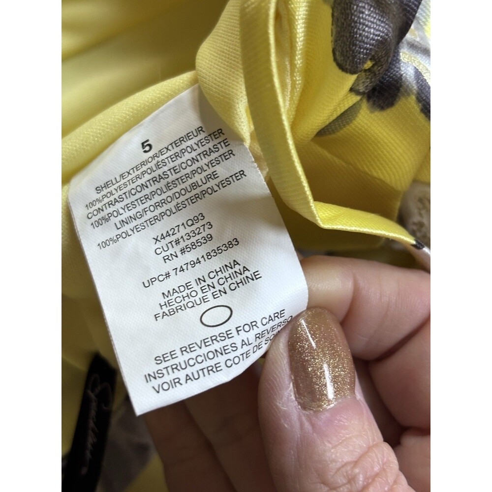 Speechless Yellow Floral High Low Dress Size 5 Spaghetti Strap Prom Formal Satin - Picture 5 of 16